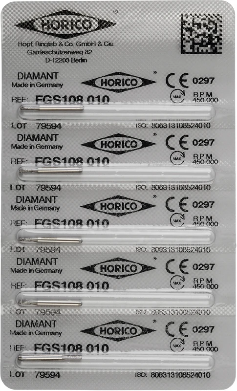 Diamantschleifer 108  Stück  FG S, Figur 108, 3 mm, ISO 010