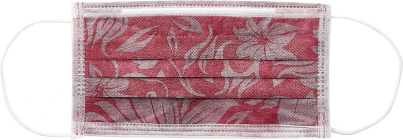Monoart® Mundschutz Flower  Spenderbox  50 Stück mit Gummizug, weinrot