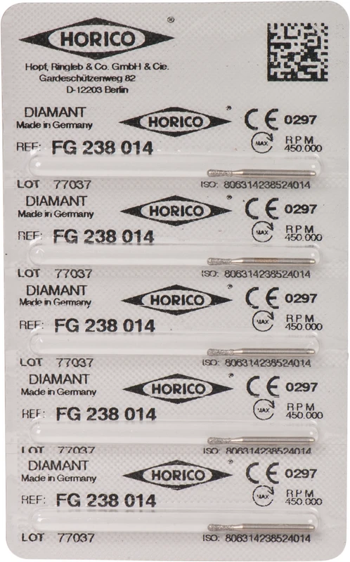 Diamantschleifer 238  Packung  5 Stück FG, Figur 238, 4 mm, ISO 014