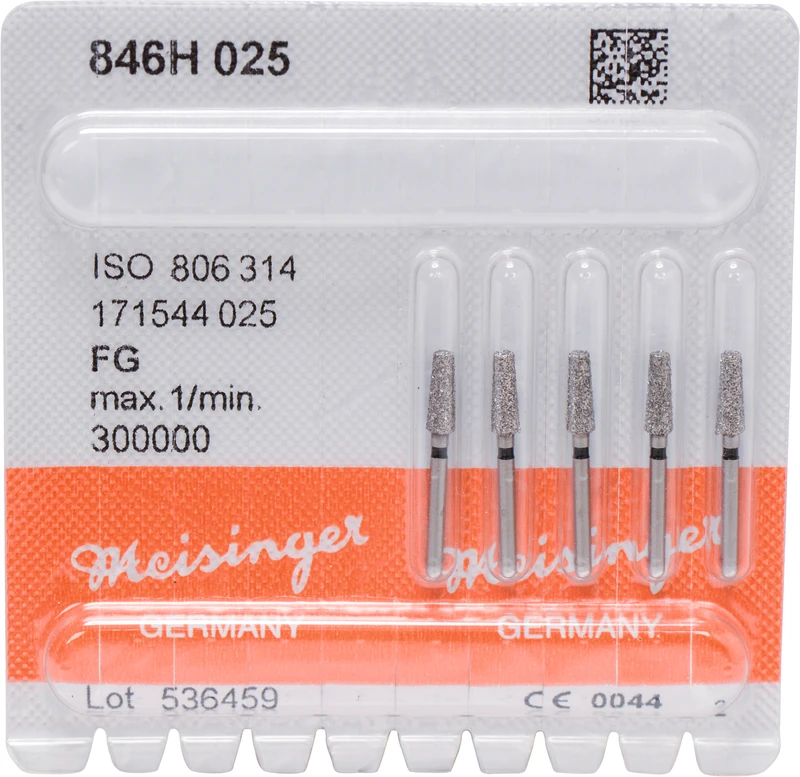 Diamanten 846  Packung  5 Stück schwarz super grob, FG, Figur 171 Konus Kante scharf, 7 mm, ISO 025