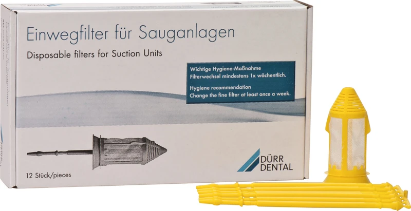 Einwegfilter für Absauganlagen  Packung  12 Einwegfilter gelb