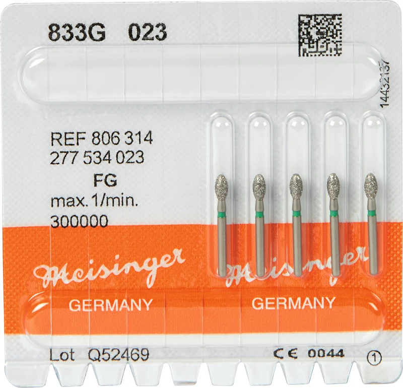 Diamanten 833  Packung  5 Stück grün grob, FG, Figur 277 Ei, 4,2 mm, ISO 023