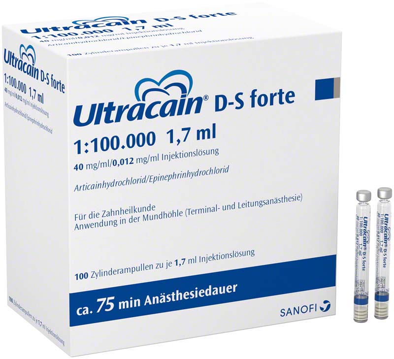 Ultracain® D-S forte  1:100.000  Packung  100 x 1,7 ml Zylinderampulle