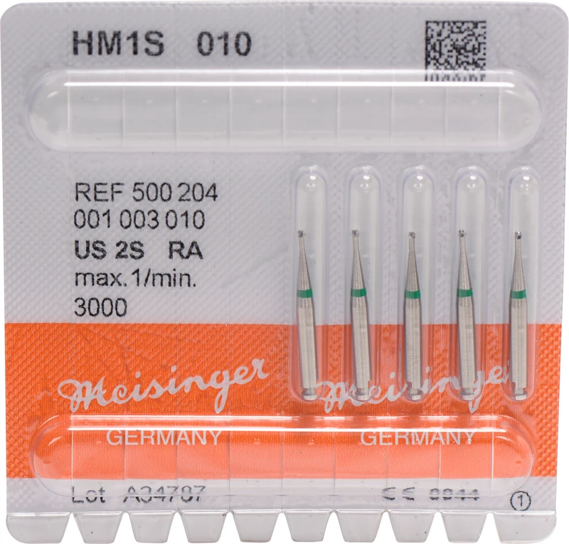 HM-Bohrer 1S  Packung  5 Stück schnittfr. Verz., grün, RA, Figur 001, ISO 010