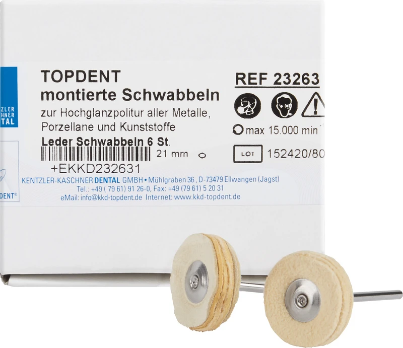 TOPDENT Lederschwabbel  Packung  6 Stück HP, Leder, Ø 21 mm
