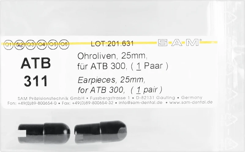 Ohroliven  Packung  2 Stück schwarz, neue Ausführung, 25 mm, für ATB