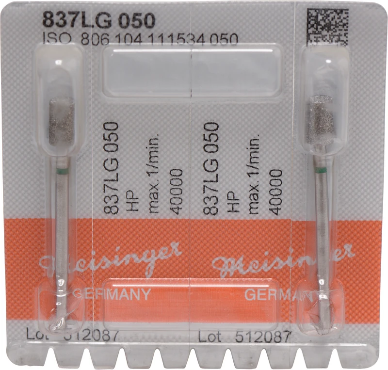 Diamanten 837  Packung  2 Stück grün grob, HP, Figur 111 Zylinder lang, 6 mm, ISO 050