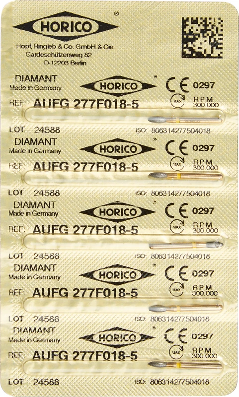 Diamant AuFG 277  Packung  5 Stück gelb extra fein, FG, Figur 277, ISO 018