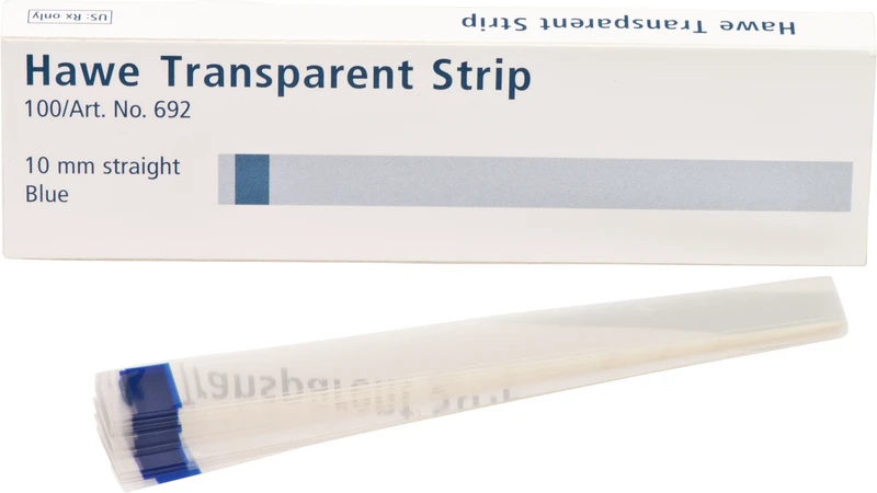 Strips transparent  Packung  100 Stück blau, Länge 100 mm, Breite 10 mm, gerade