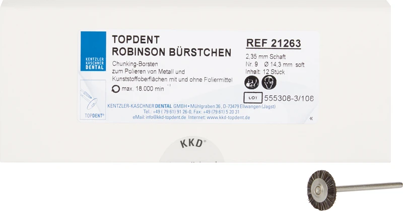 Polierbürsten Robinson  Packung  12 Stück HP, Nr. 9 weich, 14 mm
