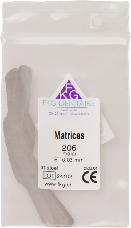FKG Matrizen  Packung  12 Stück 206, ET 0,03 mm, Molar