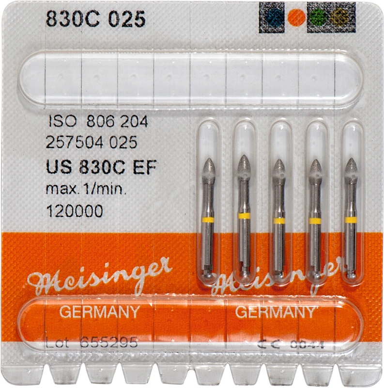 Diamanten 830  Packung  5 Stück gelb extra fein, RA, Figur 257, 6 mm, ISO 025