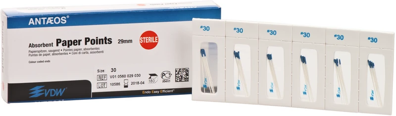 Papierspitzen steril  Packung  180 Stück Taper.02, ISO 030