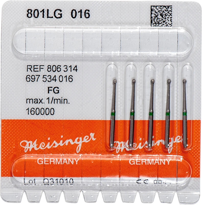 Diamanten 801L  Packung  5 Stück grün grob, FG, Figur 697 Rund lang, ISO 016