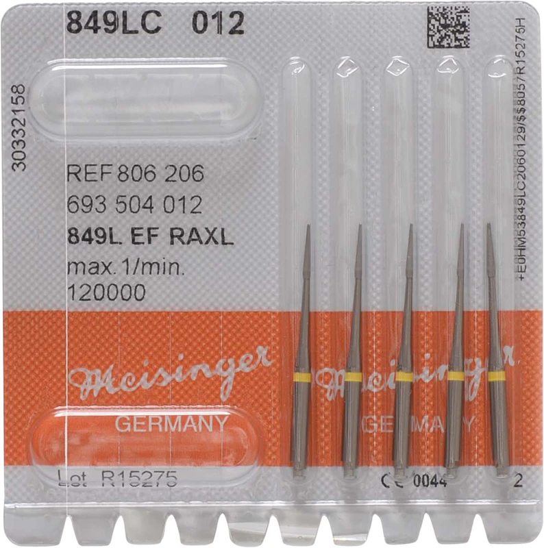 Diamanten 849  Packung  5 Stück gelb extra fein, RA XL, Figur 693 Konus rund, 6 mm, ISO 012