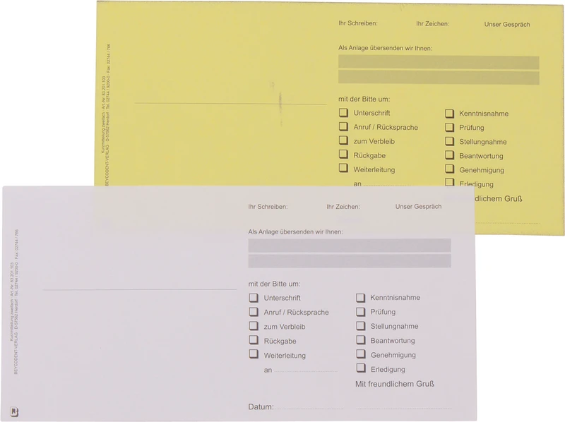 Kurzmitteilung DL  Packung  100 Stück 21 cm x 10,5 cm, 2-fach