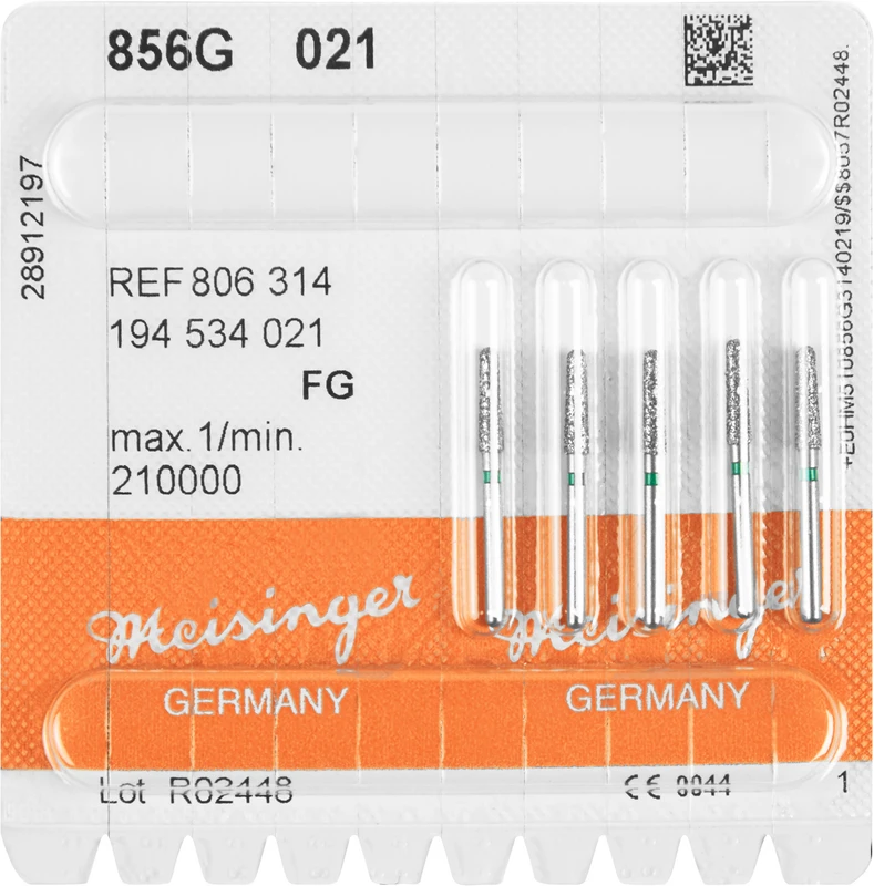 Diamanten 856  Packung  5 Stück grün grob, FG, Figur 194 Konus rund, 8 mm, ISO 021