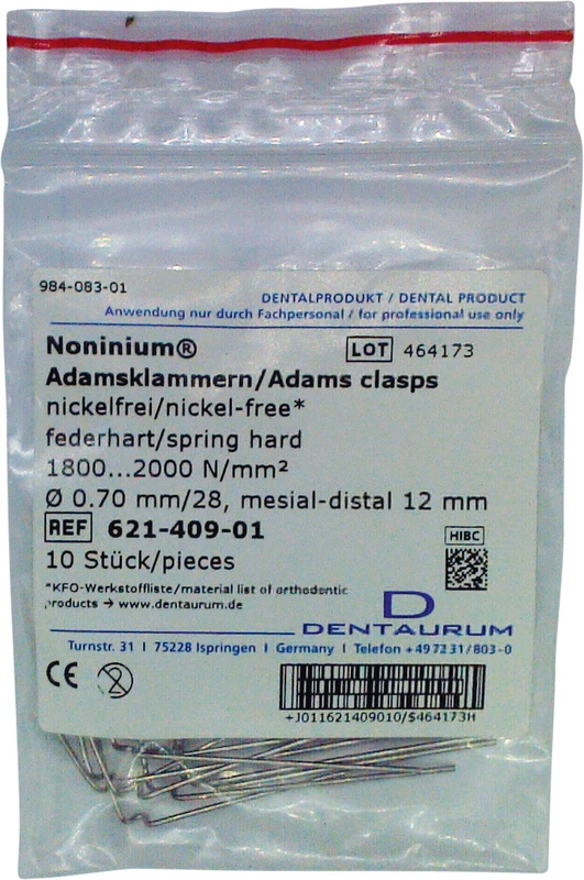 Noninium® Adamsklammern  Packung  10 Stück Länge 12 mm