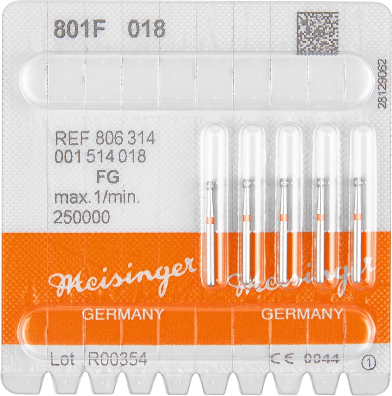 Diamanten 801  Packung  5 Stück rot fein, FG, Figur 001 Rund, ISO 018