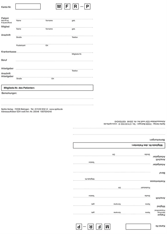 Karteikarten-Aufkleber   Packung  50 Blatt weiß