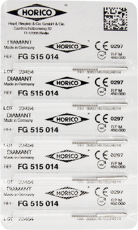 Diamantschleifer 515  Packung  5 Stück FG, Figur 515, 10 mm, ISO 014