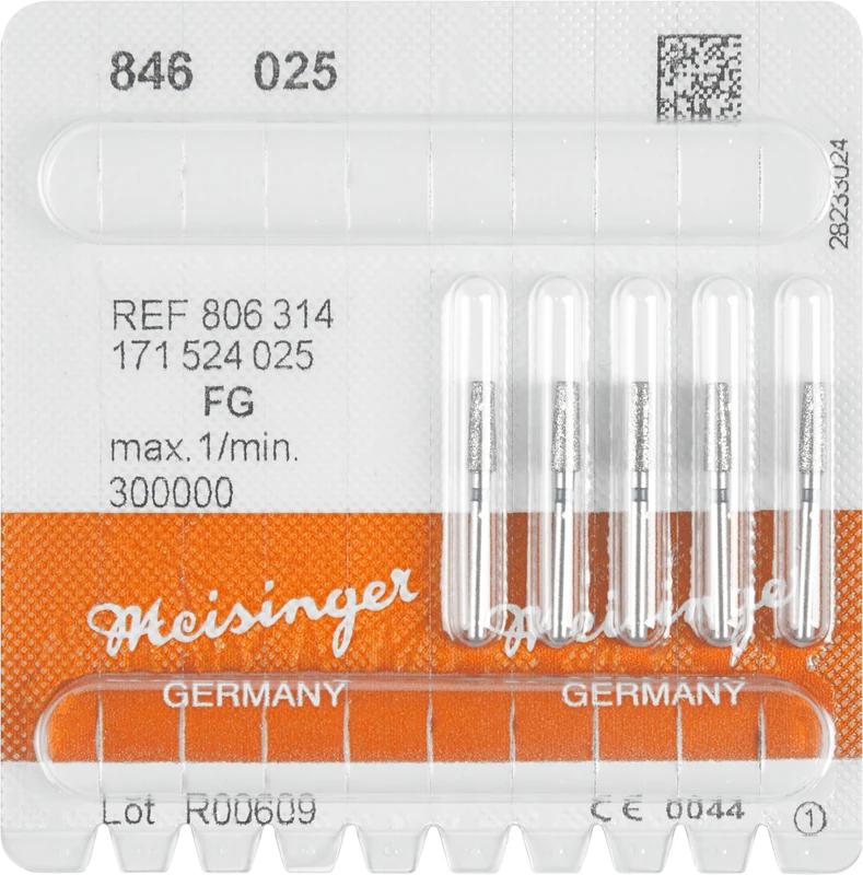 Diamanten 846  Packung  5 Stück blau mittel, FG, Figur 171 Konus Kante scharf, 7 mm, ISO 025