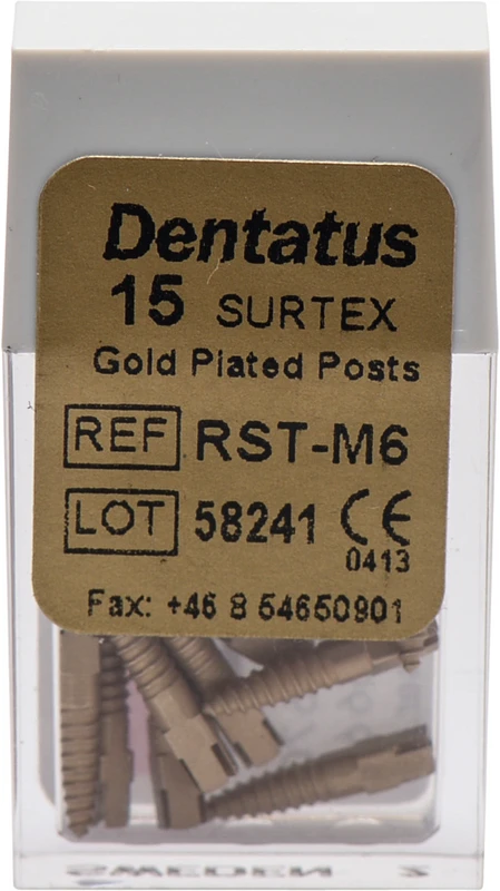 Classic Surtex vergoldete Wurzelstifte  Packung  15 Stück 9,3 mm, Ø 1,8 mm, Größe 6