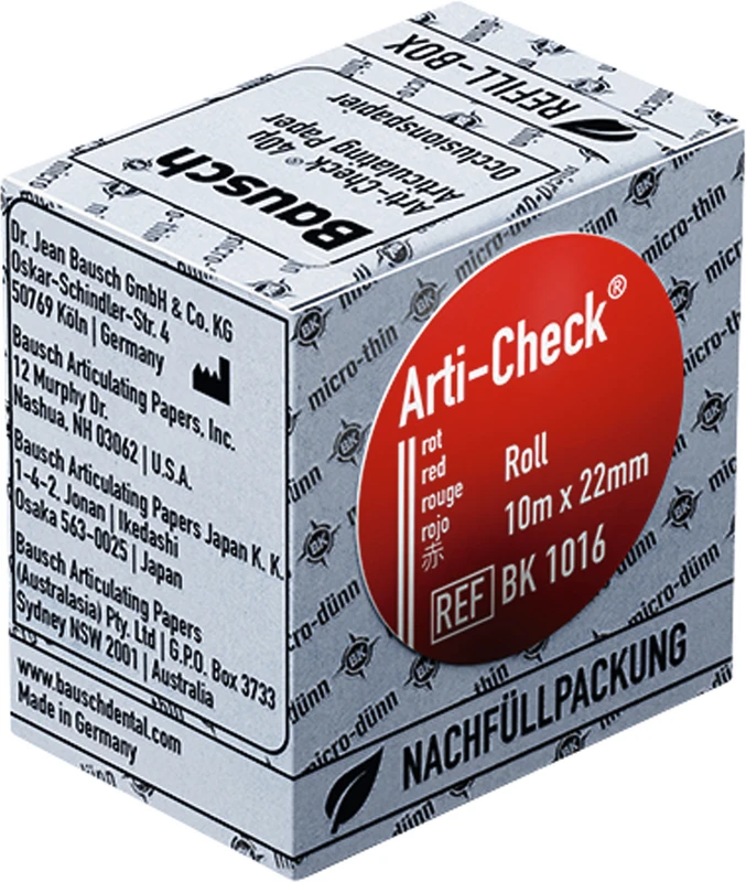 Occlusionspapier Arti-Check® 40 µ  Nachfüllpackung  10 m rot, 22 mm, BK 1016