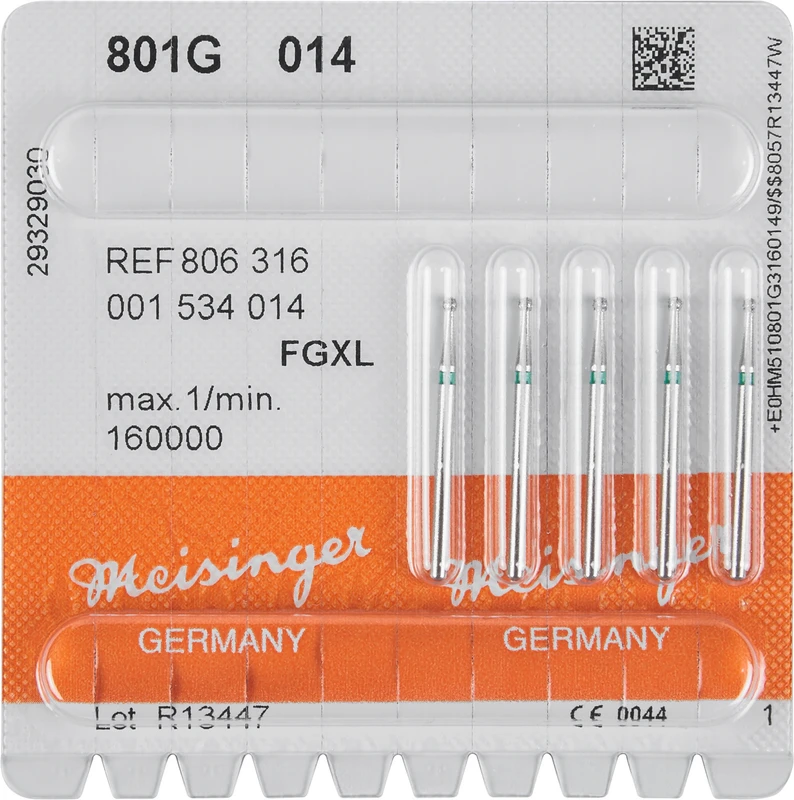 Diamanten 801  Packung  5 Stück grün grob, FG XL, Figur 001 Rund, ISO 014