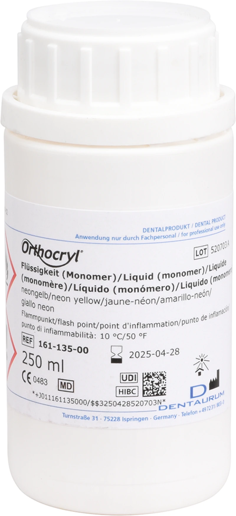 Orthocryl® Flüssigkeit  Flasche  250 ml Flüssigkeit neongelb