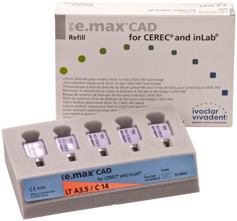 IPS e.max CAD for CEREC\inLab  Packung  5 Stück Gr. C14, A3,5 LT